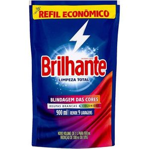 Lava Roupas Brilhante Líquido Limpeza Total Roupas Brancas e Coloridas 900ml