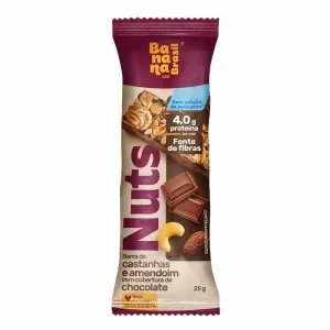 Barra de Ceral Nuts Castanhas e Amendoim com Cobertura de Chocolate Banana Brasil 25g