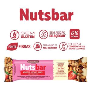 Barra de Ceral NutsBar Morango e Chocolate Branco Banana Brasil 25g