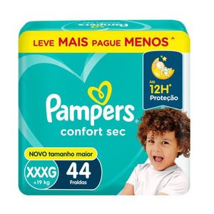 Fralda Pampers Confort Sec Bag Super XXXG 44 Unidades