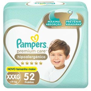 Fralda Pampers Premium Care Bag XXXG 52 Unidades