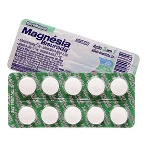 Magnésia Bisurada Menta 67,0mg/3,3mg/521,0mg/63,7mg 10 Pastilhas