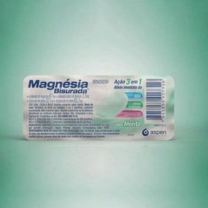 Magnésia Bisurada Menta 67,0mg/3,3mg/521,0mg/63,7mg 10 Pastilhas