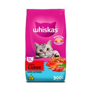 Ração Whiskas 900g Castrados Carne