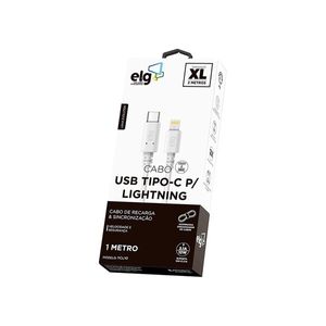 Cabo ELG Tipo-C para Lightning 2 m Branco 3A 15W - TCL20