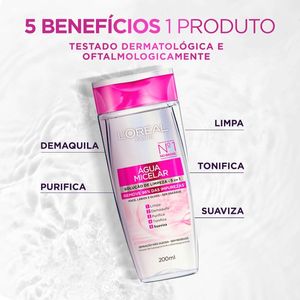 Água Micelar L’Oréal 5 em 1 Solução de Limpeza 200ml