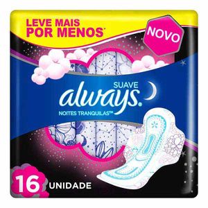 Absorvente Always Noites Tranquilas Suave com Abas 16 Unidades