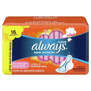 Absorvente Always Super Proteção Suave com Abas 16 Unidades