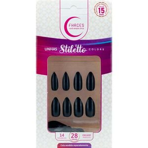 Unhas Postiças Fhaces Stiletto Colors Universo Black