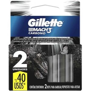 Carga de Aparelho para Barbear Gillette Mach3 Carbono 2 Unidades