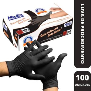 Luvas Nitrílica Medix Sem Pó 100 Unidades Preta G