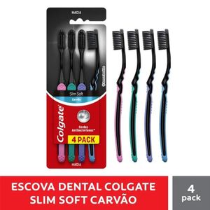 Escova Dental Colgate Slim Soft Black 4 Unidades