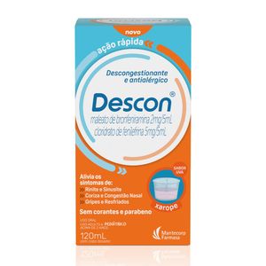 Descon Maleato de Bronfeniramina 2mg/5ml + Cloridrato de Fenilefrina 5mg/5ml Xarope 120ml