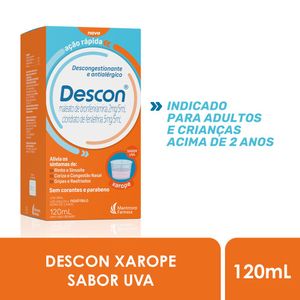 Descon Maleato de Bronfeniramina 2mg/5ml + Cloridrato de Fenilefrina 5mg/5ml Xarope 120ml