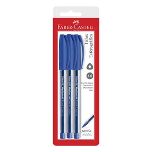 Caneta Esferográfica Trilux Faber-Castell Azul 3 Unidades