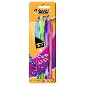 Caneta Esferográfica Bic Azul/Roxo/Verde/Rosa 4 Unidades