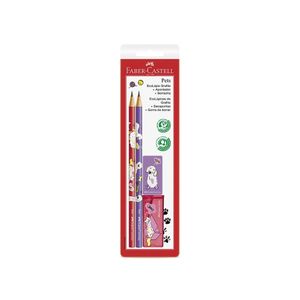 Kit Faber-Castell Pets Lápis + Borracha + Apontador