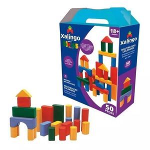 Brinquedo Multiblocks Colorido 50 Peças Xalingo