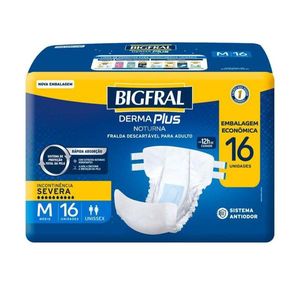 Fralda Bigfral Derma Plus Adulto Noturna M 16 Unidades