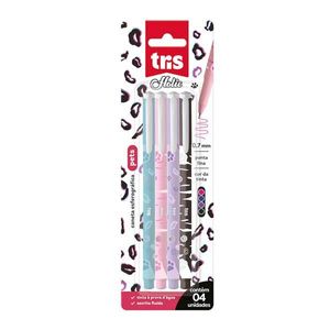 Caneta Esferográfica Tris Holic Pets 0 7mm 4 Unidades