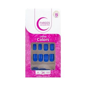 Unhas Postiças Faces Nail Encanto Colors Azul 24 Unidades