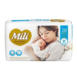 Fralda Mili Love e Care Premium Jumbo P 28 Unidades