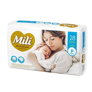 Fralda Mili Love e Care Premium Jumbo P 28 Unidades