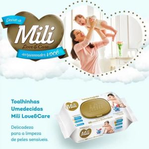 Toalhas Umedecidas Mili Love e Care 100 Unidades