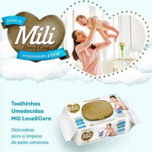 Toalhas Umedecidas Mili Love e Care 100 Unidades