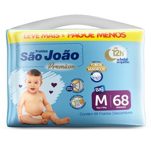 Fralda São João Premium Bag M 68 Unidades