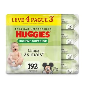 Lenços Huggies Higiene Superior Limpam 2x Mais 4 x 48 Un