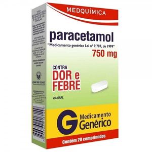 Paracetamol 750mg Genérico MedQuímica 20 Comprimidos