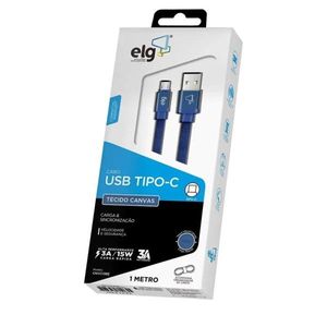 Cabo ELG Tipo-USB para Tipo-C 1 m Azul 3A 15W - CNVC10BE