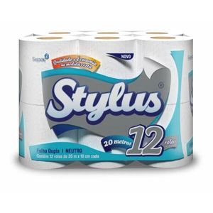 Papel Higiênico Stylus Folha Dupla 20 metros 12 Unidades