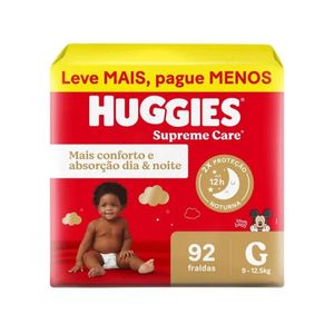 Fralda Huggies Supreme Care Max G 92 Unidades