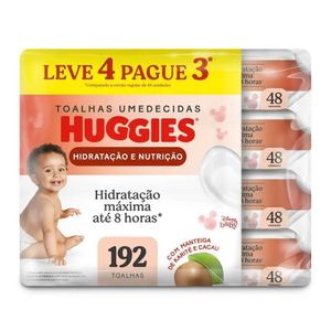 Toalhas Umedecidas Huggies Hidratação e Nutrição 192 Unidades