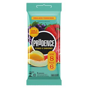 Preservaivo Prudence Mix Cores e Sabotes Lubrificado 8 Unidades