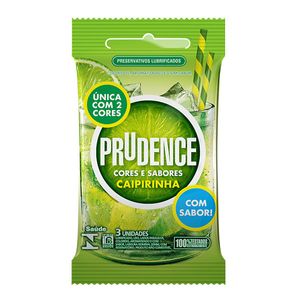 Preservativo Prudence Cores e Sabores Caipirinha Lubrificado 3 Unidades