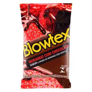 Preservativo Blowtex Morango com Chocolate Lubrificado 3 Unidades