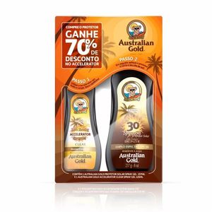 Kit Australian Gold Protetor Solar Bronzer FPS30 275ml + Acelerador de Bronzeado 125ml