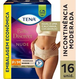 Calcinha Descartável Tena Pants Discreet Nude P/M 16 Unidades