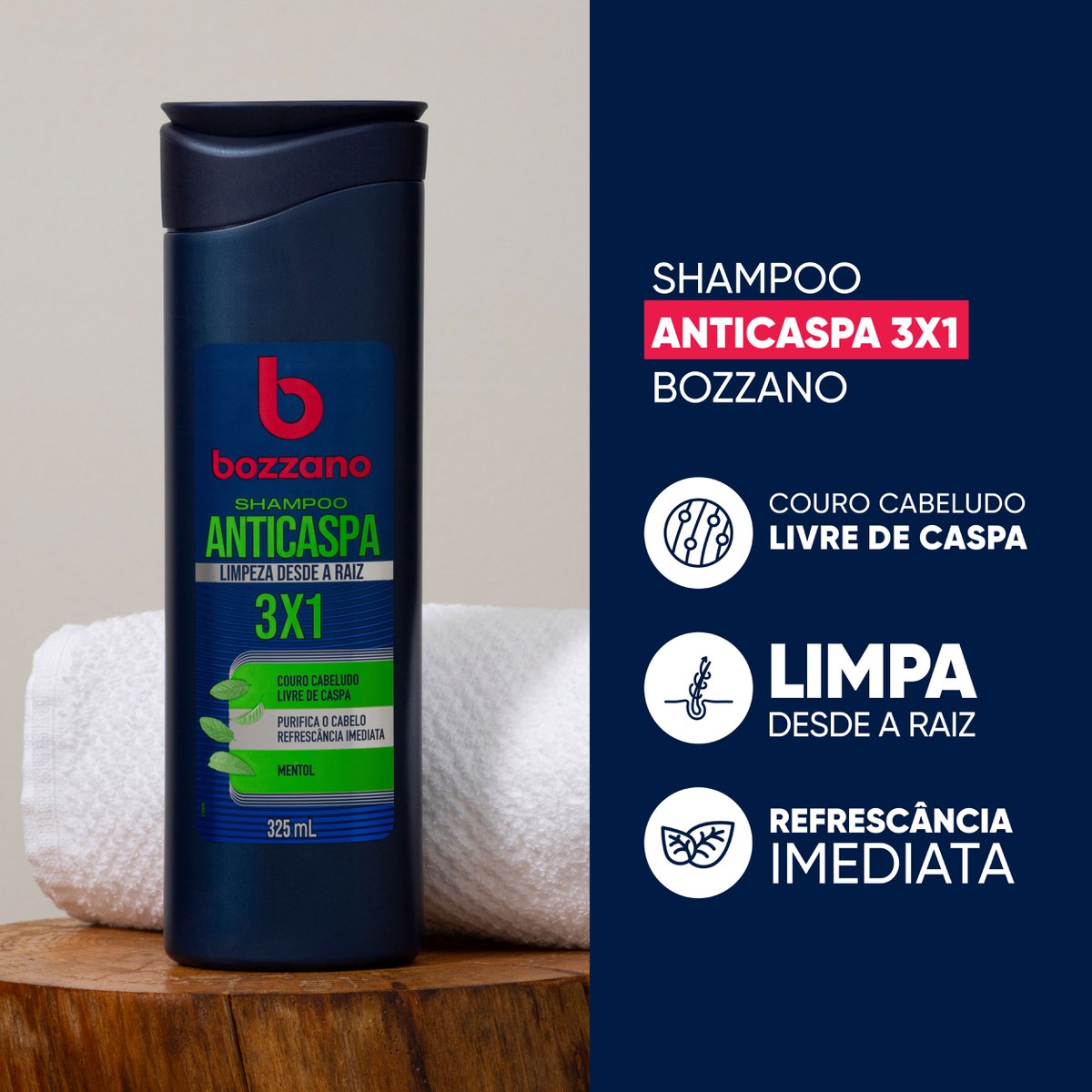Shampoo Bozzano 325ml 3 em 1 Anticaspa | Farmácias São João Shampoo Bozzano 325ml 3 em 1 Anticaspa | Farmácias São João