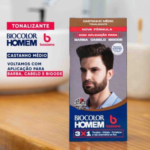 Tonalizante de Cabelo Masculino Biocolor Homem Bozzano Castanho Médio