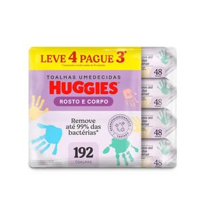 Lenços Umedecidos Huggies Rosto e Corpo Limpeza 4 x 48 Un