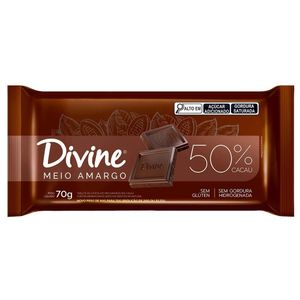 Chocolate Divine Meio Amargo 50% Cacau 70g