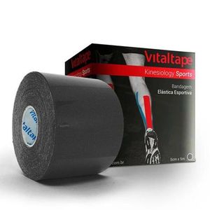 Bandagem Adesiva Vitaltape Kinesiology Sports 5cm x 5m Preta