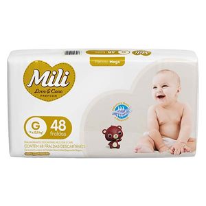 Fralda Mili Love e Care Mega G 48 unidades