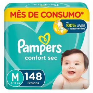 Fralda Pampers Confort Sec Jumbo M 148 Unidades