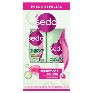 Kit Seda Shampoo 300ml + Condicionador 190ml Prebióticos + Biotina