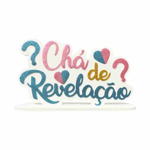 Enfeite Grande Chá Revelação Letreiro com Glitter